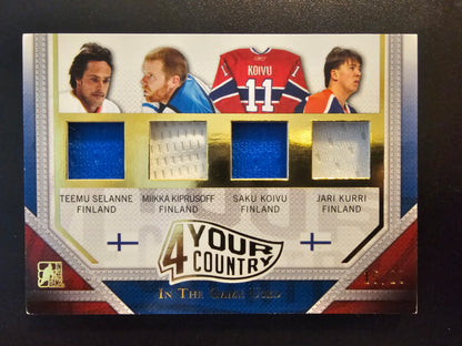 2014-15 In the Game Used - 4 Your Country - Gold - Teemu Selanne / Miikka Kiprusoff / Saku Koivu / Jari Kurri #4YC-05 /20