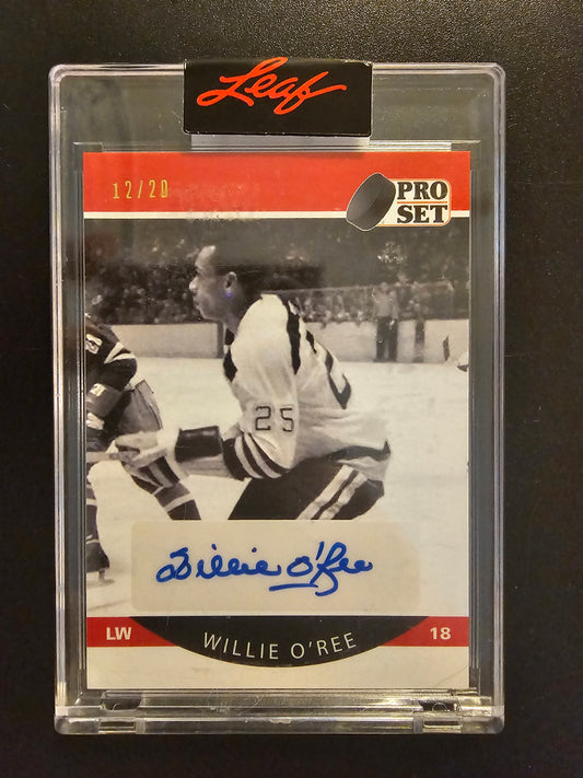 2020-21 Leaf Pro Set Memories - 1990-91 Design Autographs - Red - Willie O'Ree #A90-W01 /20