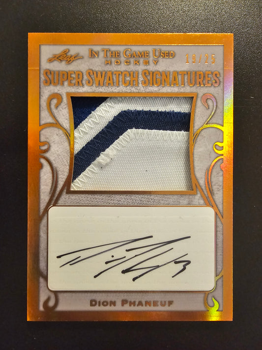 2019-20 Leaf In the Game Used - Super Swatch Signatures - Bronze Spectrum - Dion Phaneuf #SSS-DP1 /25