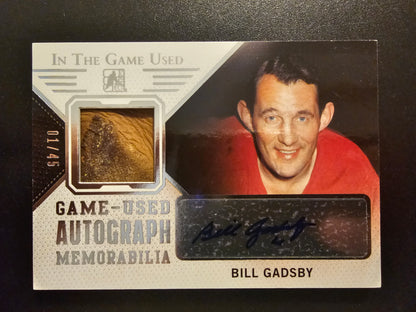 2014-15 In the Game Used - Autograph Memorabilia - Silver - Bill Gadsby #GUA-BG1 /45
