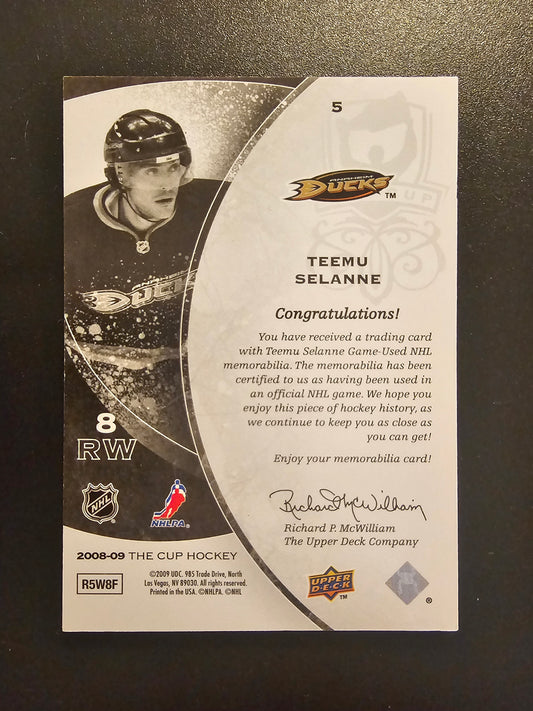 2008-09 Upper Deck The Cup - Gold Rainbow Patch - Teemu Selanne #5 Numeroitu pelinumerolla 8/10