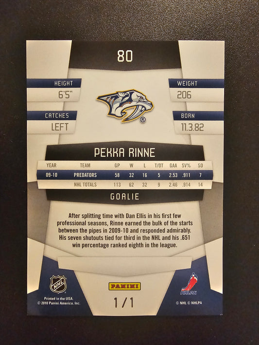 2010-11 Panini Certified - Platinum Black - Pekka Rinne #80 1of1