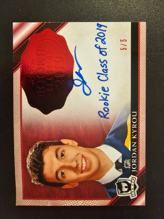 2018-19 Upper Deck The Cup - Rookie Class of 2019 - Red Foil Autographs - Jordan Kyrou #2019-KY /5 RY