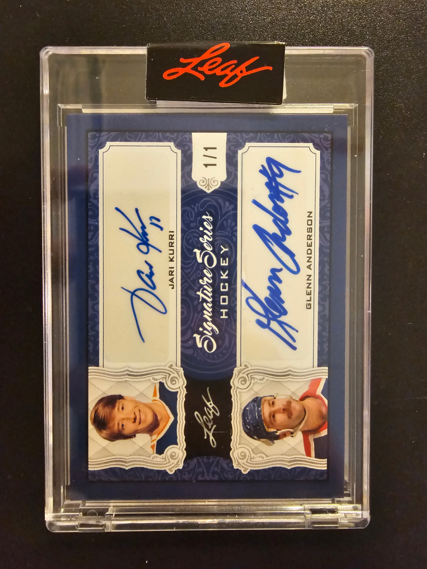 2021-22 Leaf Signature Series - Dual Signatures - Dark Blue - Jari Kurri / Glenn Anderson #SSD-06 1of1