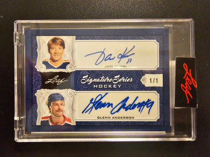 2021-22 Leaf Signature Series - Dual Signatures - Dark Blue - Jari Kurri / Glenn Anderson #SSD-06 1of1