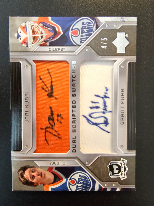 2006-07 Upper Deck The Cup - Dual Scripted Swatches - Jari Kurri / Grant Fuhr #DS-KF /5