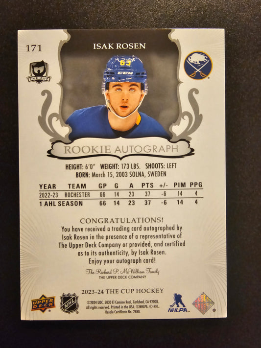 2023-24 Upper Deck The Cup - Rookie Autograph Gold - Isak Rosen #171 /36 RC