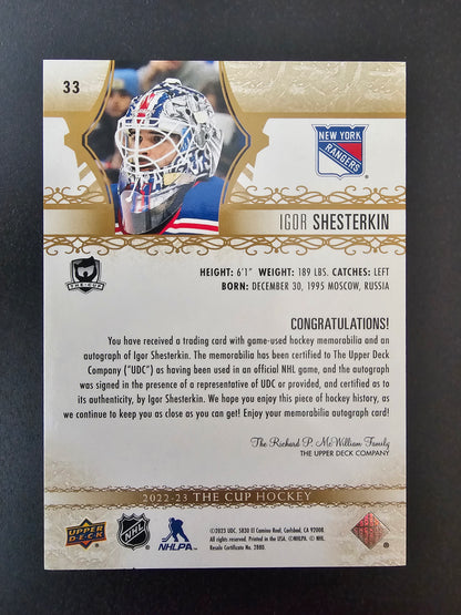 2023-24 Upper Deck The Cup - Gold Foil Autograph Patch - Igor Shesterkin #33 /8