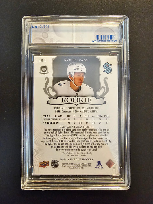 2023-24 Upper Deck The Cup RPA - Ryker Evans #154 /249 RC