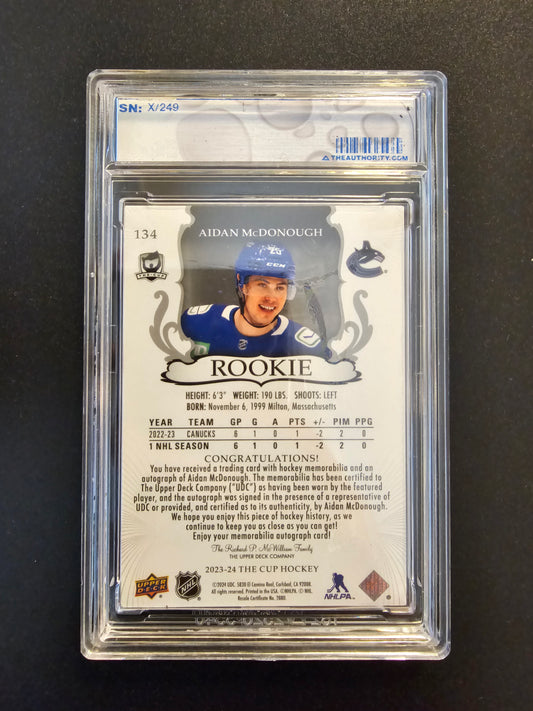 2023-24 Upper Deck The Cup RPA - Aidan McDonough #134 /249 RC