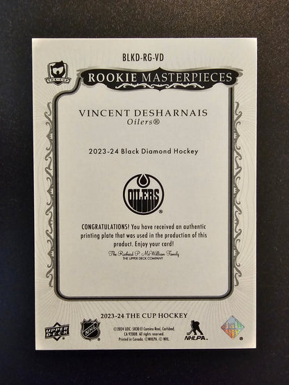 2023-24 Upper Deck The Cup - Rookie Masterpieces - Yellow Printing Plate - Vincent Desharnais #BLKD-RG-VD 1of1 RC