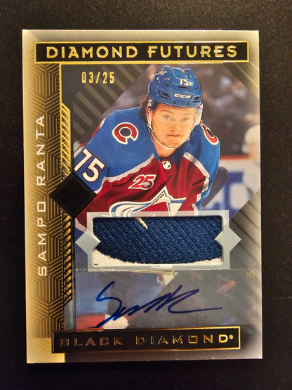 2021-22 Upper Deck Black Diamond - Diamond Futures - Premium Relic Auto Patch - Sampo Ranta #BDF-SR /25 RY