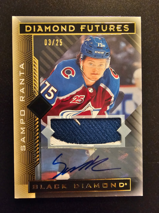 2021-22 Upper Deck Black Diamond - Diamond Futures - Premium Relic Auto Patch - Sampo Ranta #BDF-SR /25 RY