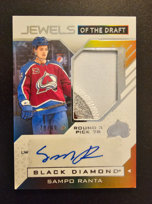 2021-22 Upper Deck Black Diamond - Jewels of the Draft Patch Autographs - Sampo Ranta #JD-SR /99 RY
