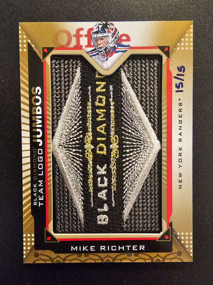 2015-16 Upper Deck Black Diamond - Team Logo Jumbos - Gold BD Logo - Mike Richter #TLNY-MR/15