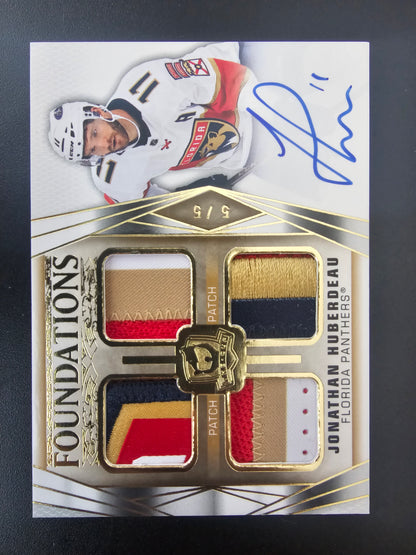 2020-21 Upper Deck The Cup - Foundations Quad - Patch Auto - Jonathan Huberdeau #F-JH /5