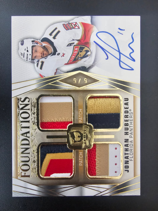 2020-21 Upper Deck The Cup - Foundations Quad - Patch Auto - Jonathan Huberdeau #F-JH /5