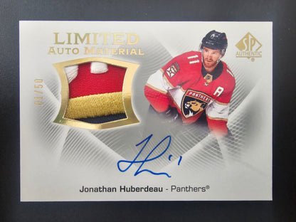 2021-22 Upper Deck SP Authentic - Limited Autograph Material - Jonathan Huberdeau #LAM-JH /50