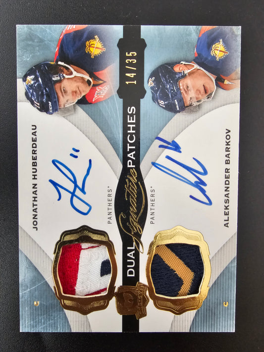 2014-15 Upper Deck The Cup - Dual Signature Patches - Jonathan Huberdeau / Aleksander Barkov #DSP-HB /35