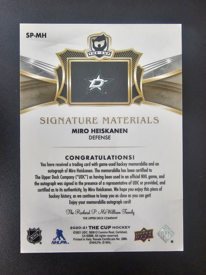 2020-21 Upper Deck The Cup - Signature Materials - Miro Heiskanen #SP-MH /99