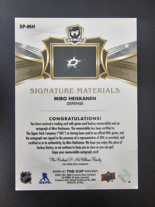2020-21 Upper Deck The Cup - Signature Materials - Miro Heiskanen #SP-MH /99