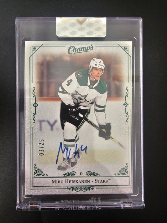 2020-21 Upper Deck Clear Cut - Champs Autographs - Green - Miro Heiskanen #C-MH /25