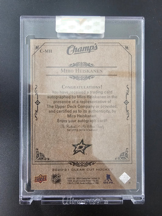 2020-21 Upper Deck Clear Cut - Champs Autographs - Green - Miro Heiskanen #C-MH /25