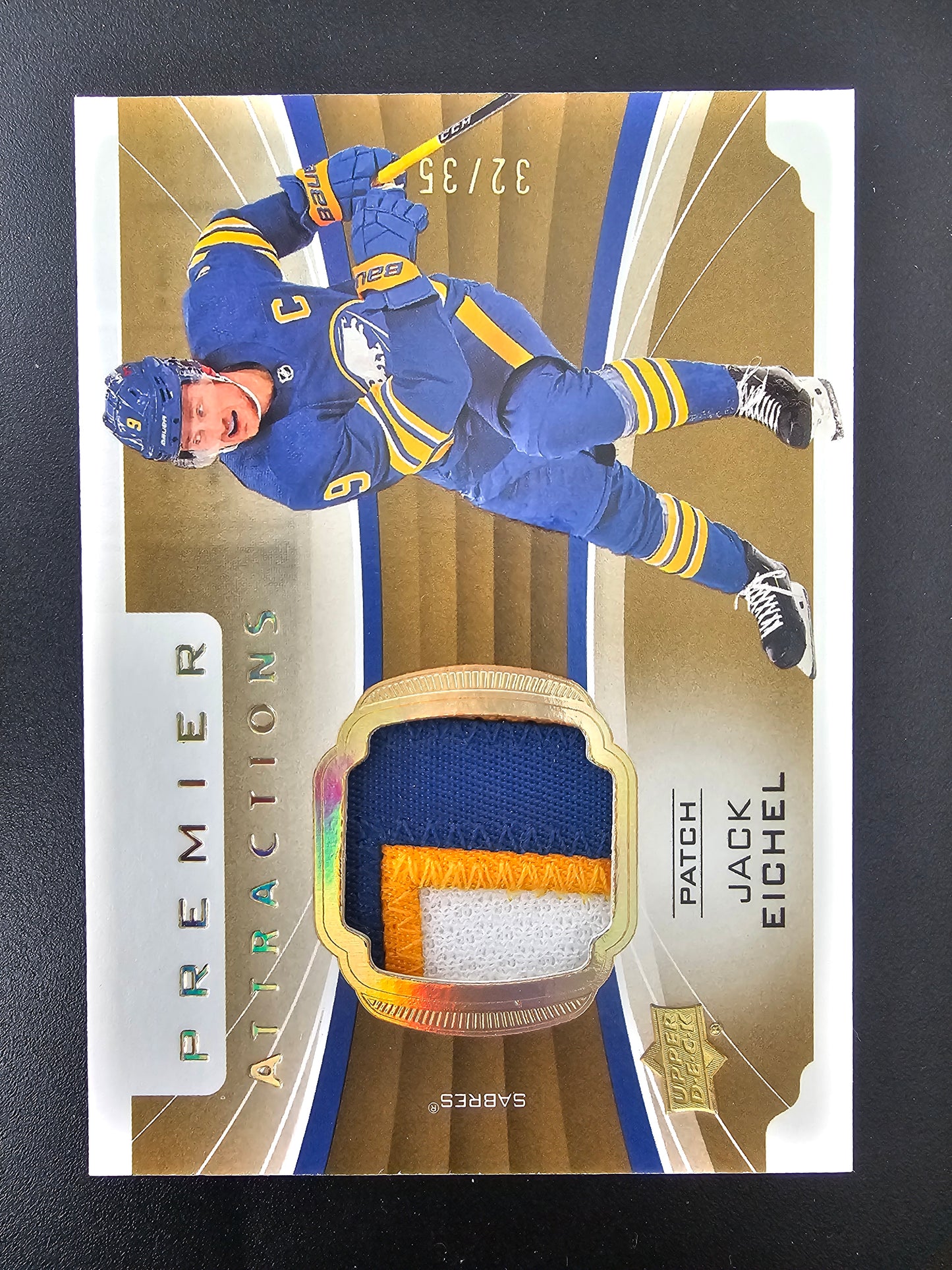2020-21 Upper Deck Premier - Premier Attractions Jersey Relics - Patch - Jack Eichel #PA-JE /35