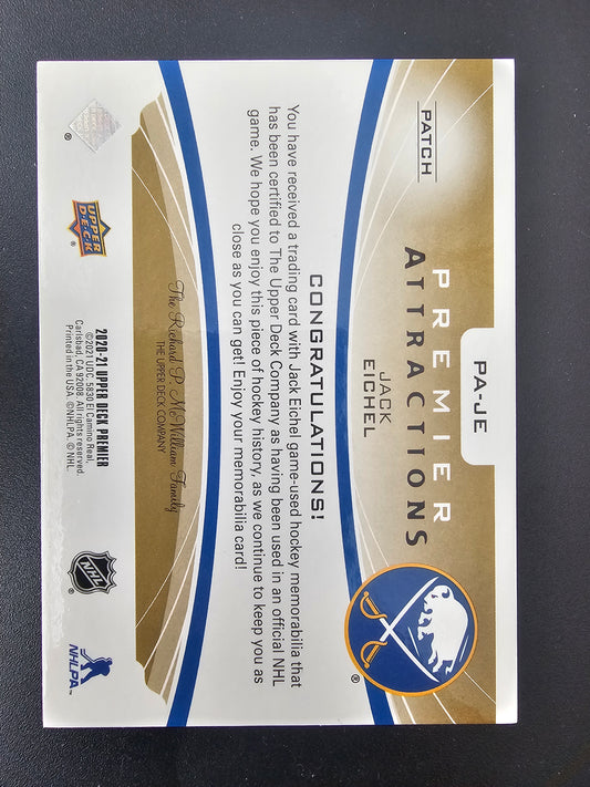 2020-21 Upper Deck Premier - Premier Attractions Jersey Relics - Patch - Jack Eichel #PA-JE /35