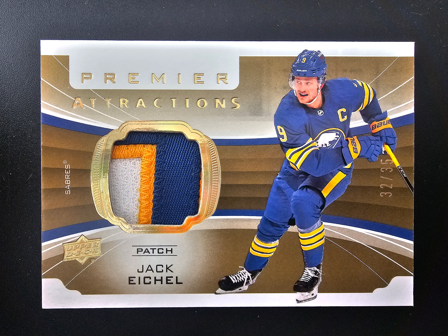 2020-21 Upper Deck Premier - Premier Attractions Jersey Relics - Patch - Jack Eichel #PA-JE /35