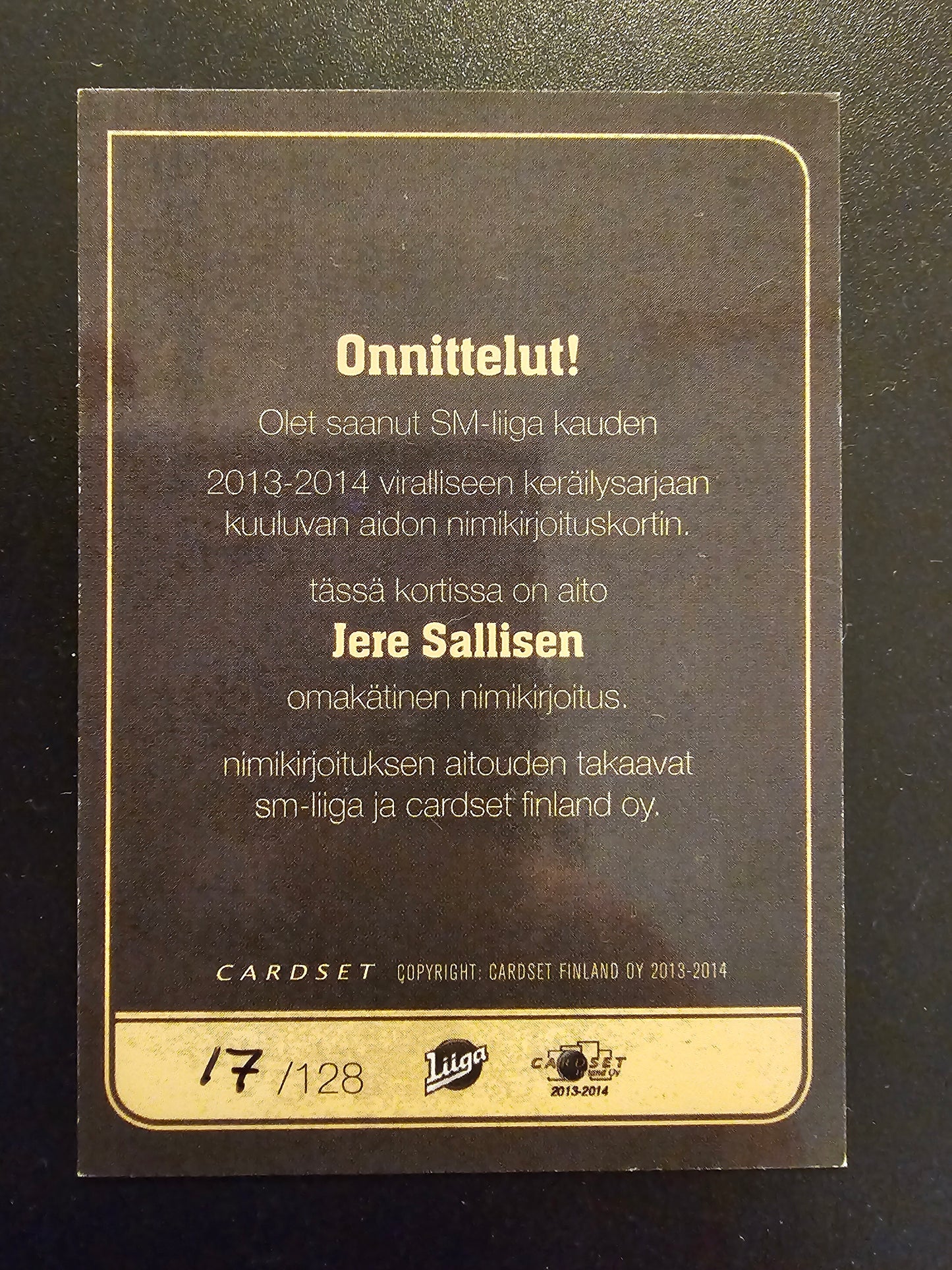 2013-14 Cardset Signature - Jere Sallinen /128