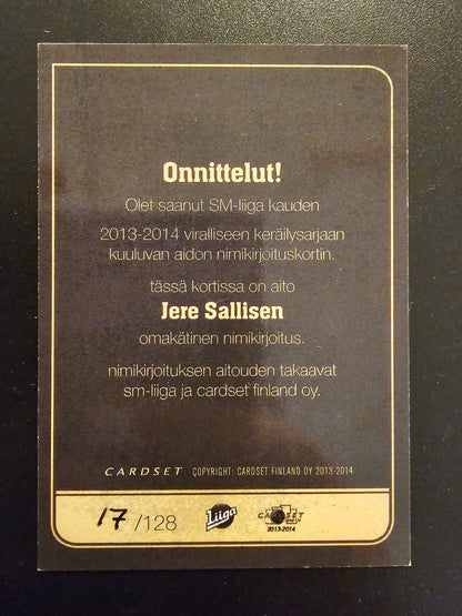 2013-14 Cardset Signature - Jere Sallinen /128