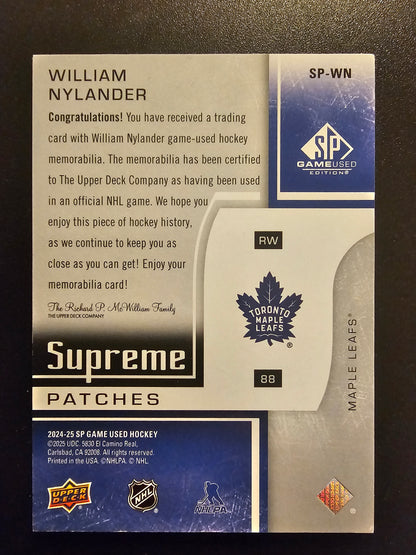 2024-25 Upper Deck SP Game Used - Supreme Patches - William Nylander #SP-WN /15