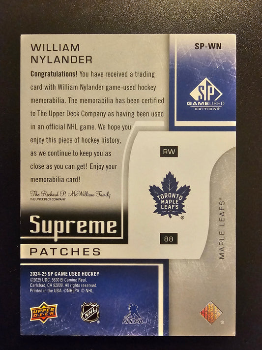 2024-25 Upper Deck SP Game Used - Supreme Patches - William Nylander #SP-WN /15