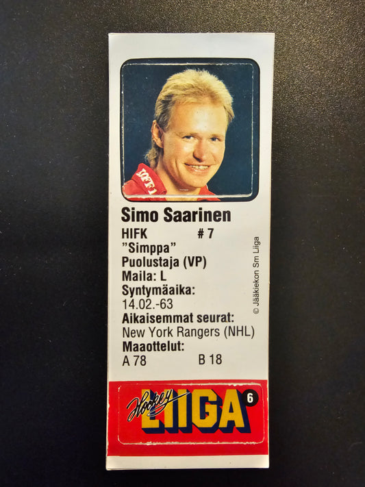 1991-92 JyväsHyvä HockeyLiiga - Simo Saarinen #6 (Soikio)