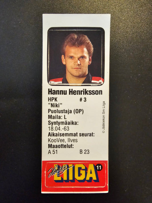 1991-92 JyväsHyvä HockeyLiiga - Hannu Henriksson #11 (Soikio)