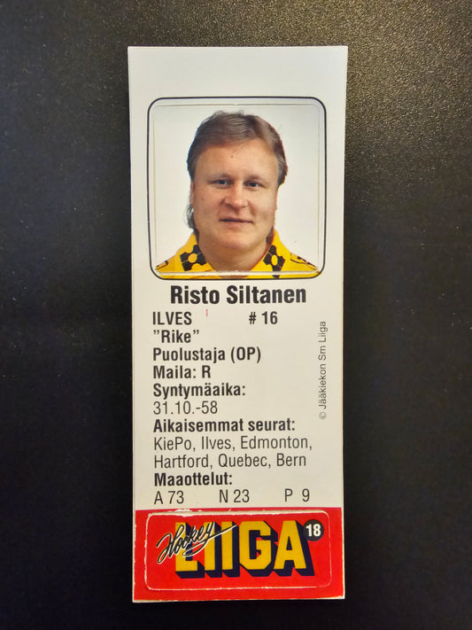 1991-92 JyväsHyvä HockeyLiiga - Risto Siltanen #18 (Soikio)