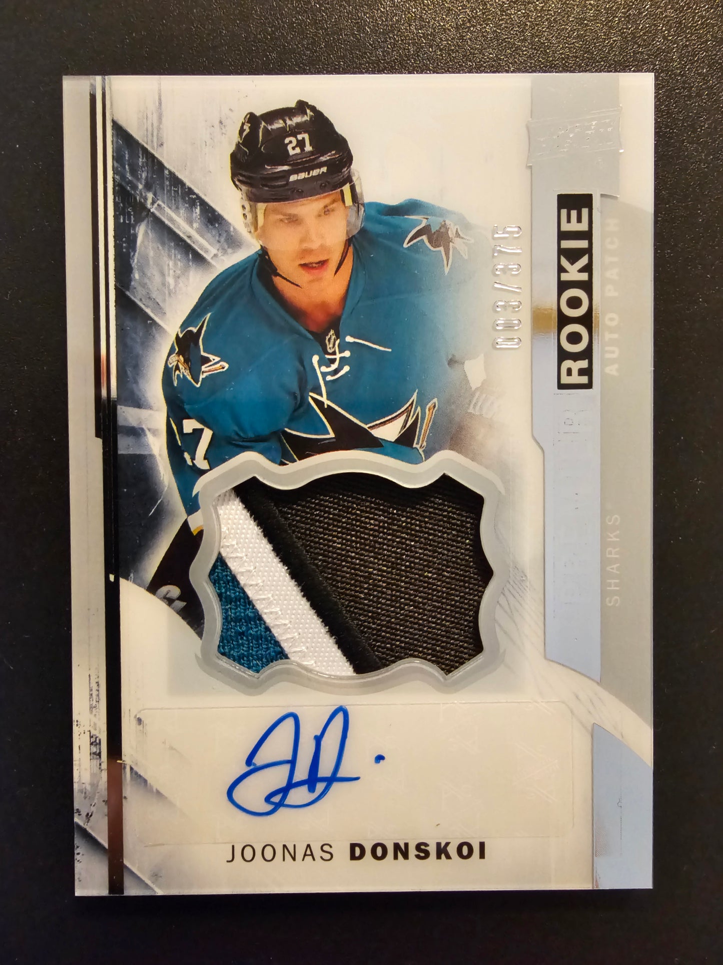 2015-16 Upper Deck Premier - Acetate Rookie Auto-Patch - Joonas Donskoi #91 /375 RC