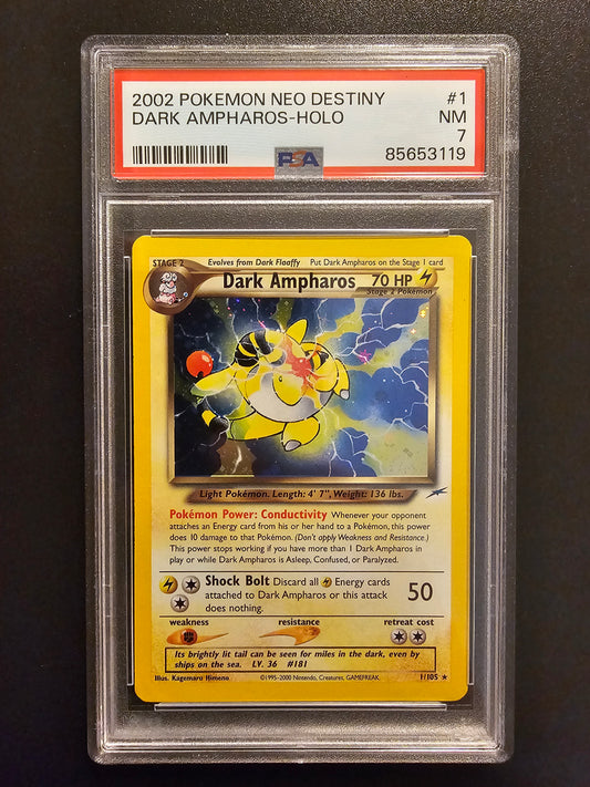 2002 Pokemon Neo Destiny - Holo - Dark Ampharos #1 PSA 7