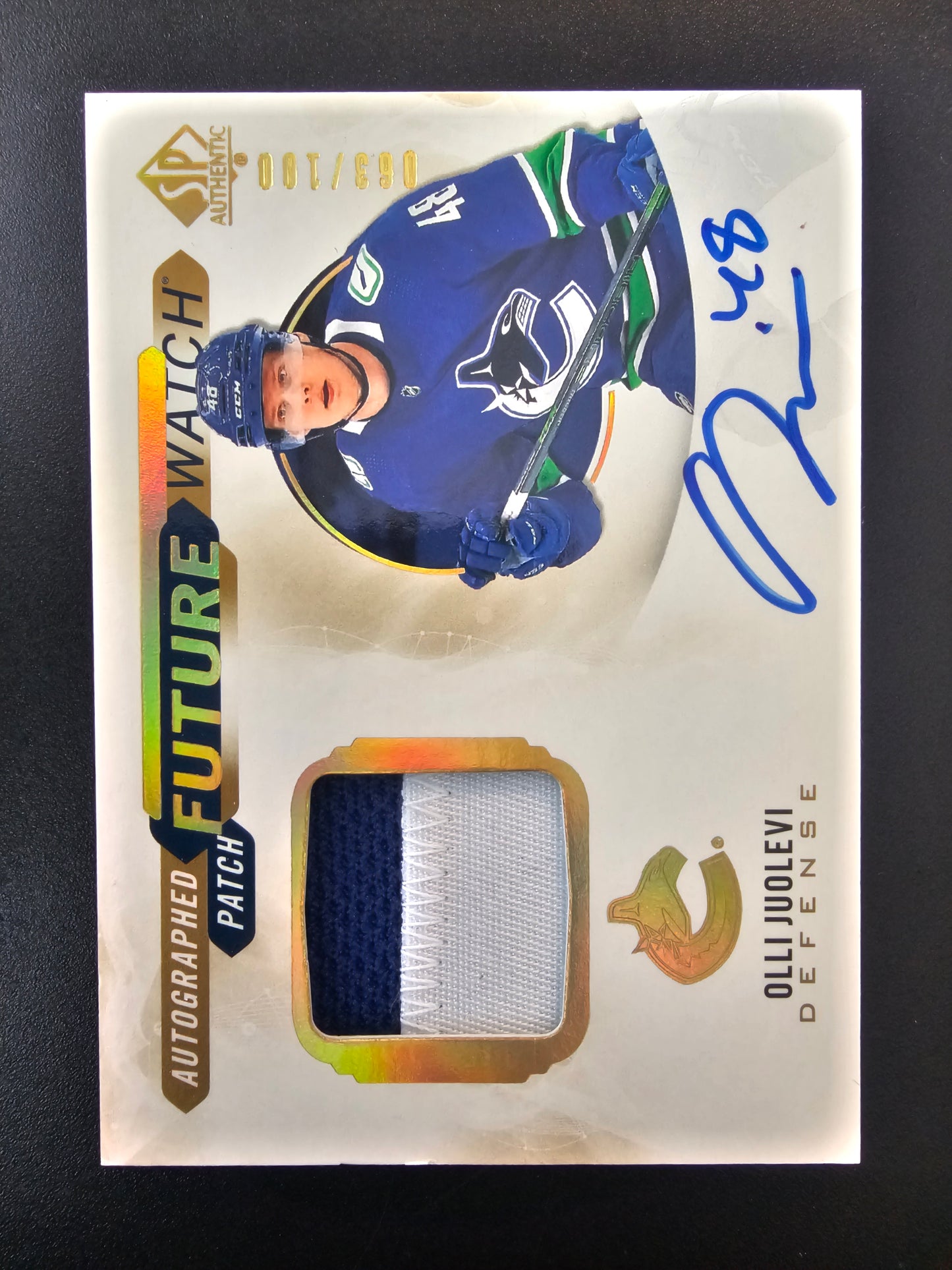 2020-21 Upper Deck SP Authentic - Limited Future Watch Autograph Patch - Olli Juolevi #FWAP-OJ /100 RC