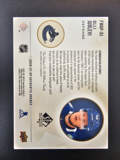 2020-21 Upper Deck SP Authentic - Limited Future Watch Autograph Patch - Olli Juolevi #FWAP-OJ /100 RC