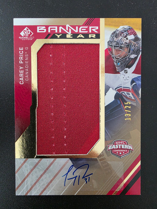 2021-22 Upper Deck SP Game Used - 2021 NHL Eastern Conference Banner Year Relics - Autographs - Carey Price #BYE-CP /25