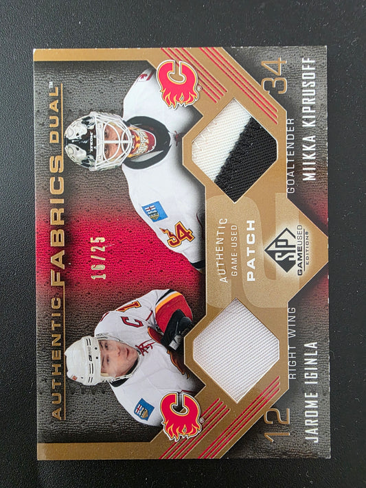 2007-08 Upper Deck SP Game Used Edition - Authentic Fabrics Dual - Patch - Jarome Iginla / Miikka Kiprusoff #AF2-IK /25