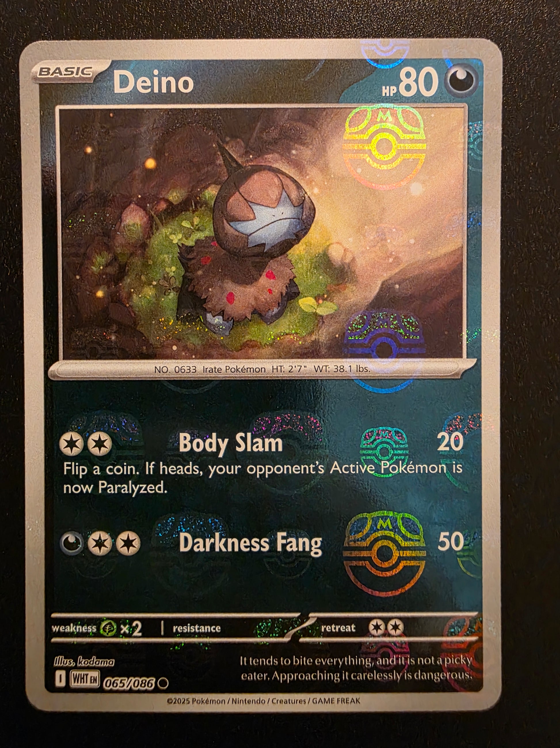 2025 Pokemon Scarlet & Violet - White Flare - Master Ball Foil - Deino Mikander Sports Cards 2025 Pokemon Scarlet & Violet - White Flare - Master Ball Foil - Deino Mikander Sports Cards