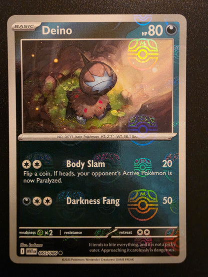 2025 Pokemon Scarlet & Violet - White Flare - Master Ball Foil - Deino #065