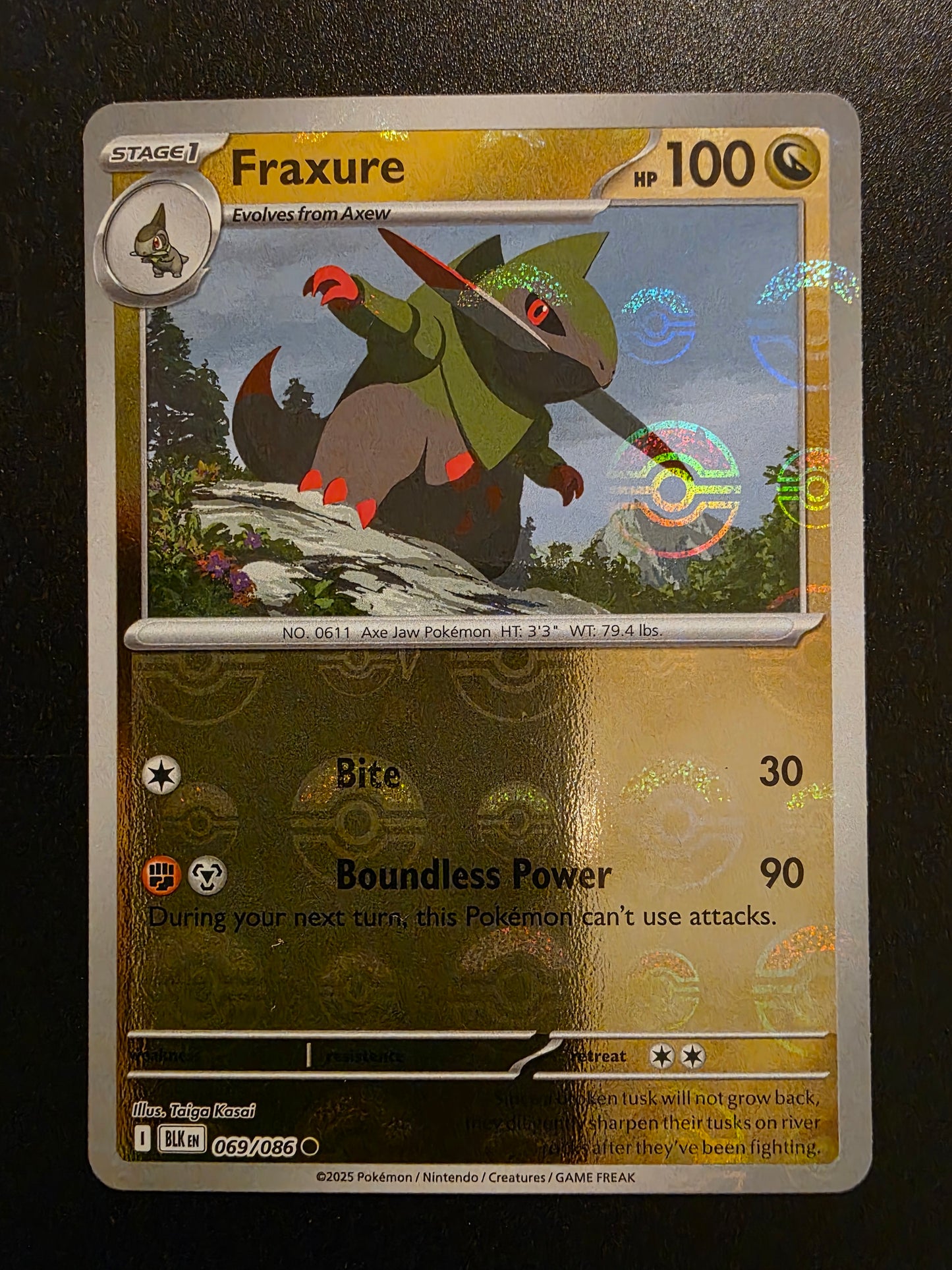 2025 Pokemon Scarlet & Violet - Black Bolt - Poke Ball Foil - Fraxure #069