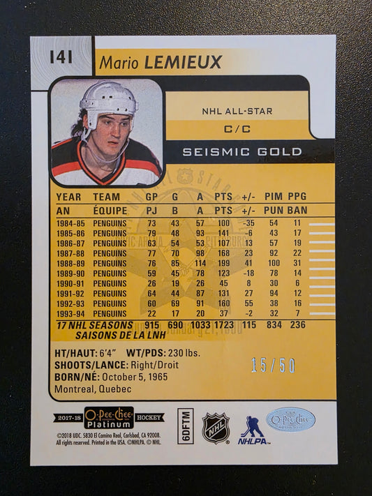 2017-18 Upper Deck OPC Platinum - Seismic Gold - Legends - Mario Lemieux #141 /50