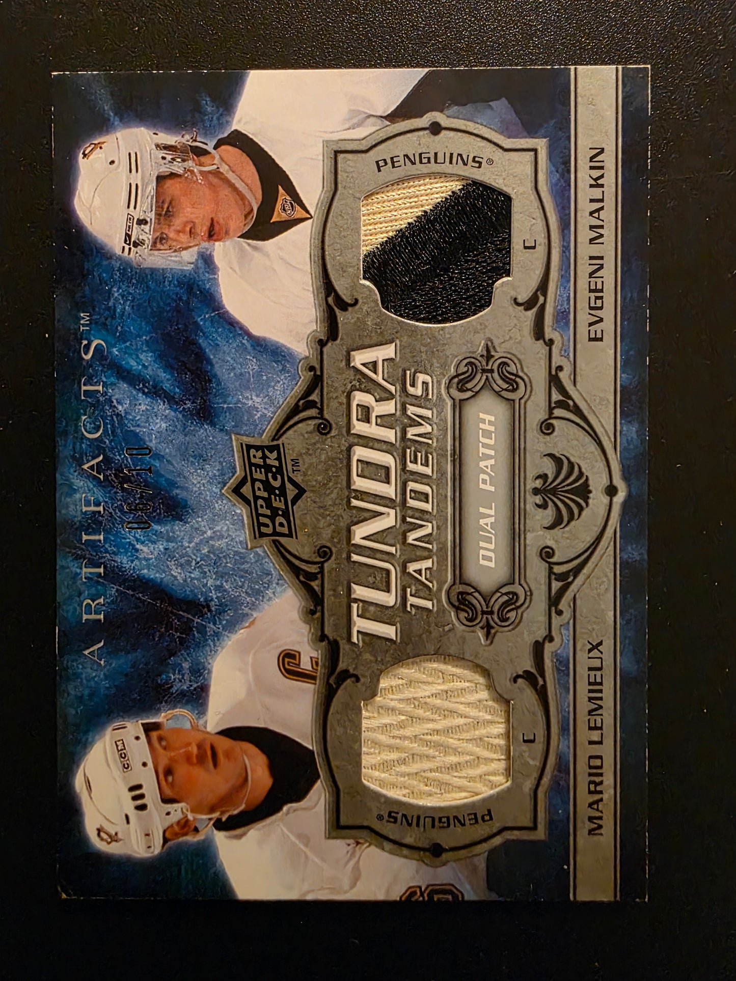 2008-09 Upper Deck Artifacts - Tundra Tandems Dual Jerseys - Silver Patches - Mario Lemieux / Evgeni Malkin #TT-LM /10