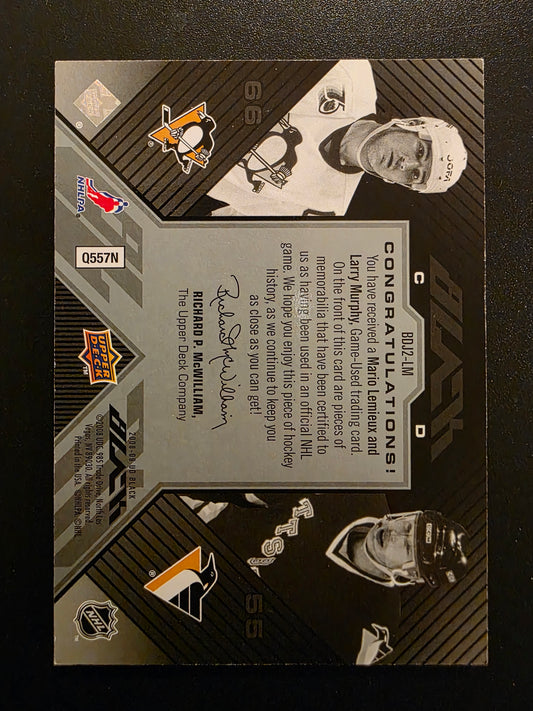 2008-09 Upper Deck UD Black - Dual Player Jerseys - Mario Lemieux / Larry Murphy #BDJ2-LM /50