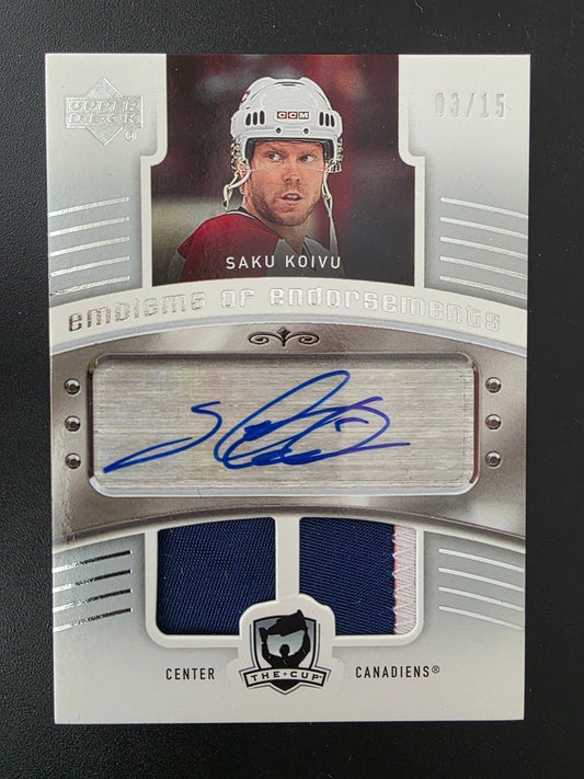 2005-06 Upper Deck The Cup - Emblems of Endorsement - Saku Koivu #EE-SK /15